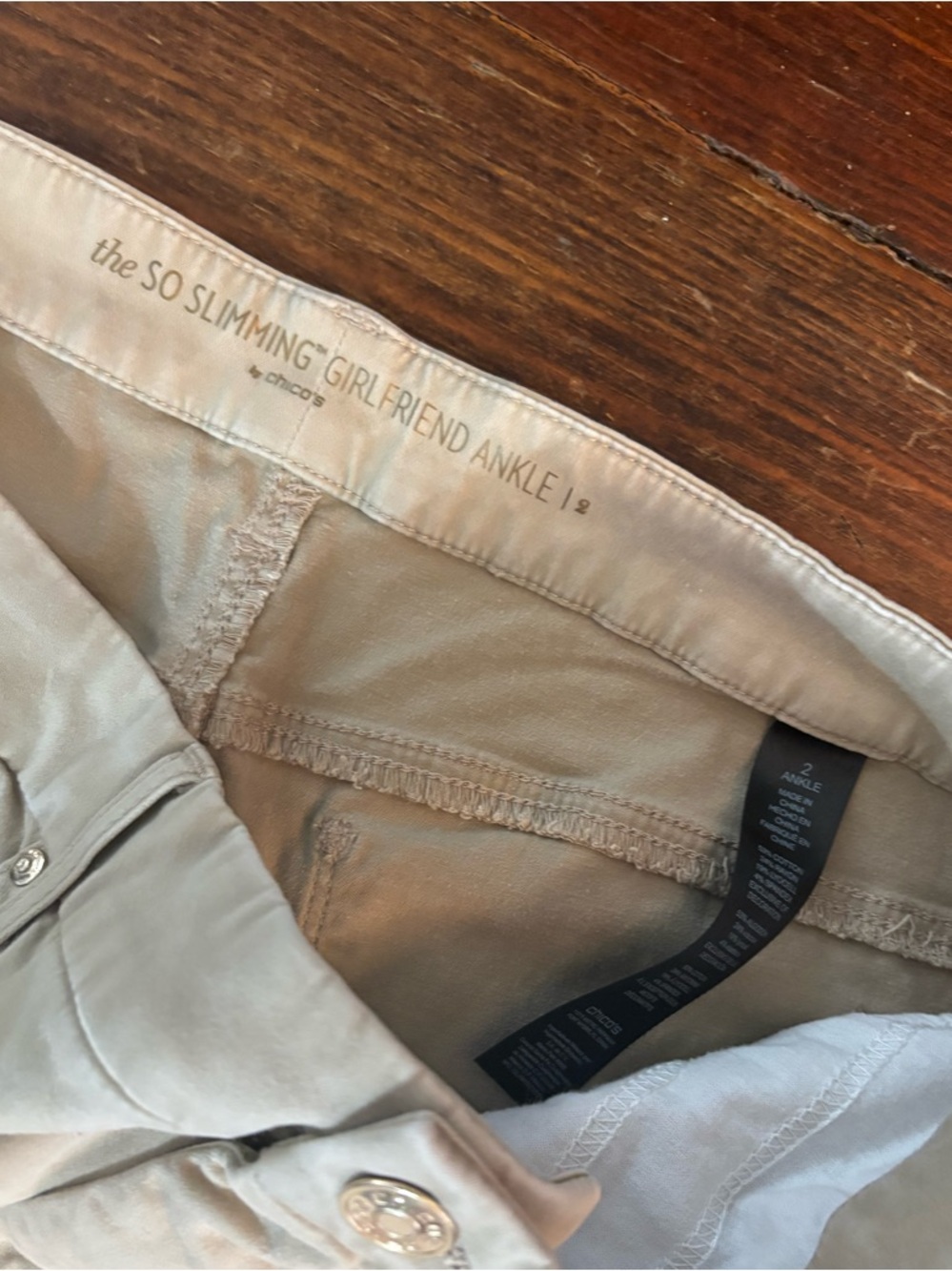Chicos so slimming girlfriend ankle khaki pants jeans size 12 - Picture 4 of 5
